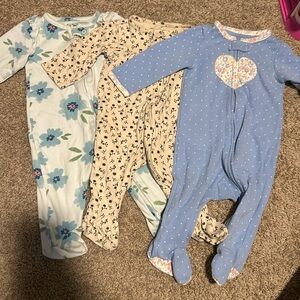 Carters Floral Double Zipper Footie Onesies